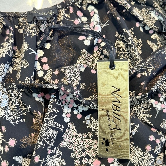 NAILA Black Dress with Pink and White Floral Design - Picture 5 of 8